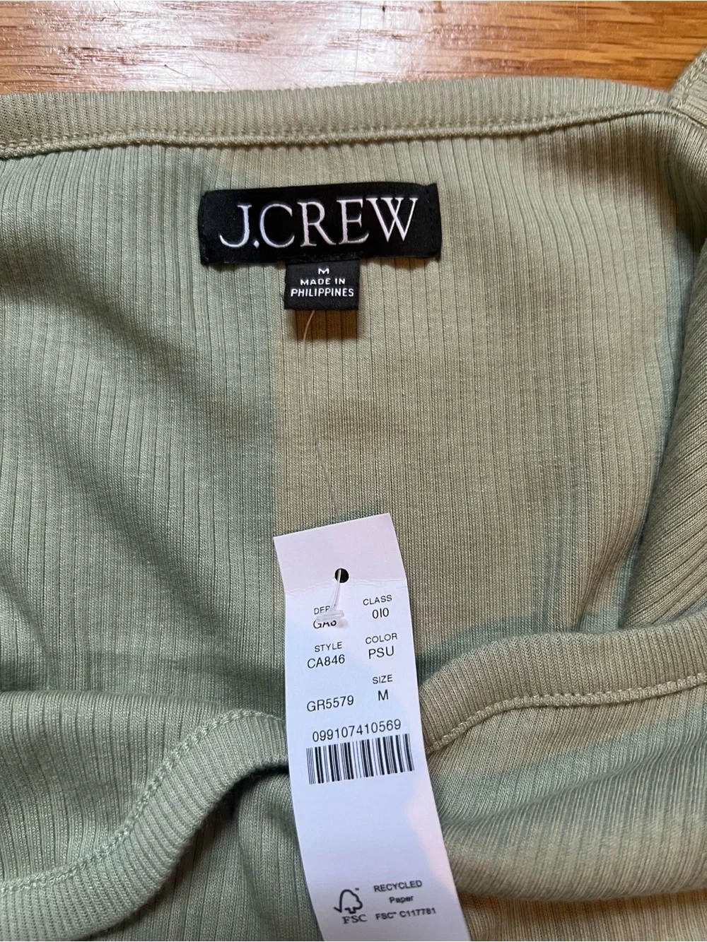 J. Crew Scallop-Neck Ribbed Camisole - Sage Green